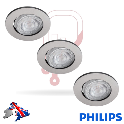 Pack of 3 4.5W Philips Taragon LED Brushed Chrome Ceiling Downlight