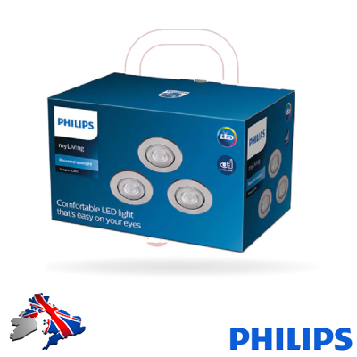 Pack of 3 4.5W Philips Taragon LED Brushed Chrome Ceiling Downlight