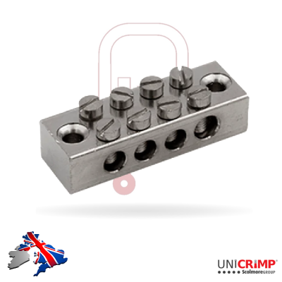 Unicrimp QBTB4 4-Way Double Pole Earth Terminal Bar PM Electrical Supplies