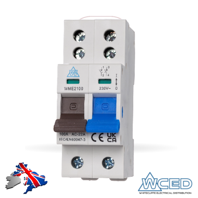 Whitecliffe 100amp Main Switch, Double Screw Terminal Double Pole