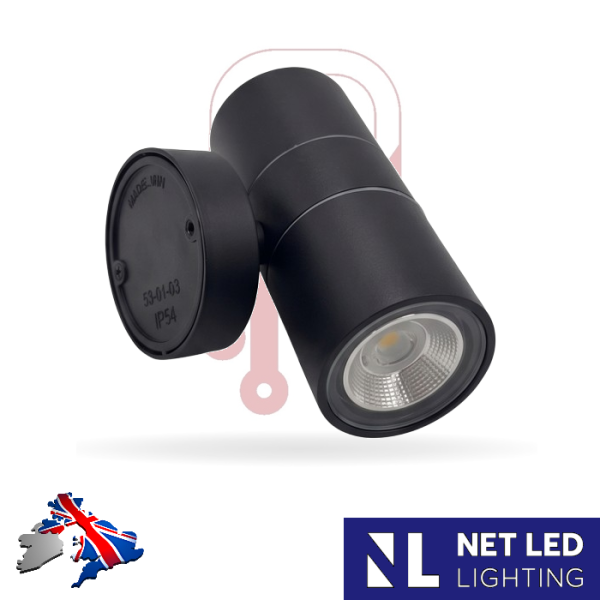 Black Outdoor Up / Down Light Wall Mounted IP54 GU10 Led