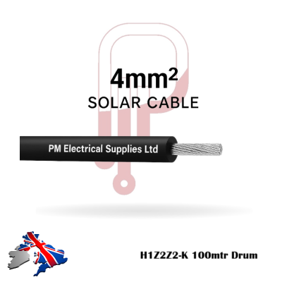Solar DC PV Cable 4mm Single Core Black on DRUM