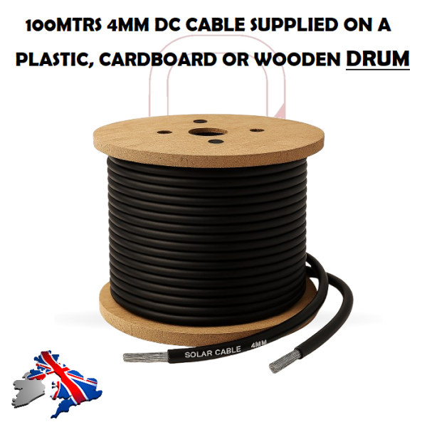 Solar DC PV Cable 4mm Single Core Black on DRUM